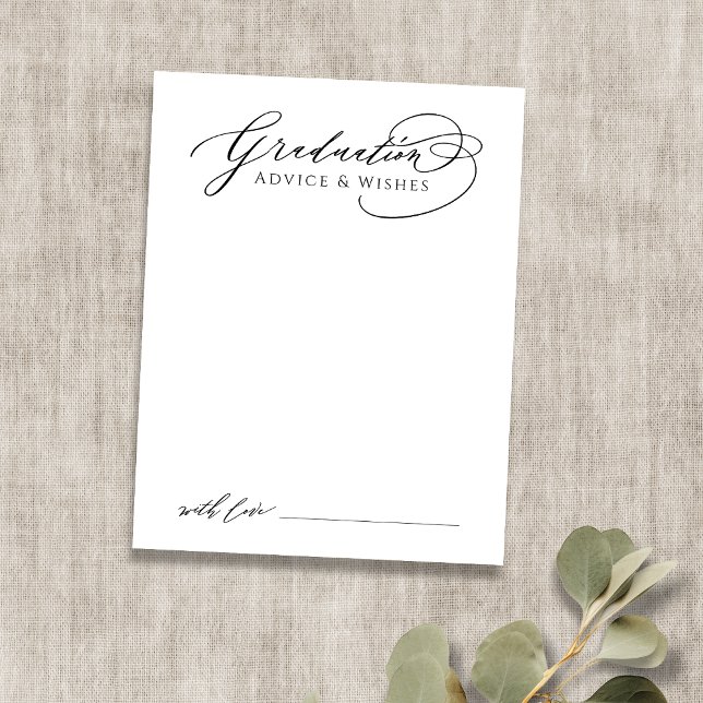 Black Modern Calligraphy Graduate advice & wishes Card (Black Modern Calligraphy Graduate advice & wishes Note Card)