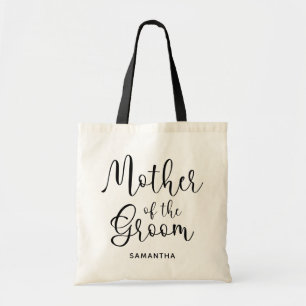 Black Modern Calligraphy Mother of the Groom Tote Bag