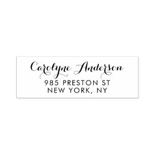 Black Modern Calligraphy Return Address Stamp