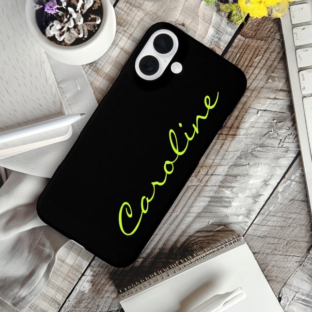 Black Modern Casual Monogram Personalised Case-Mate iPhone Case (Creator Uploaded)