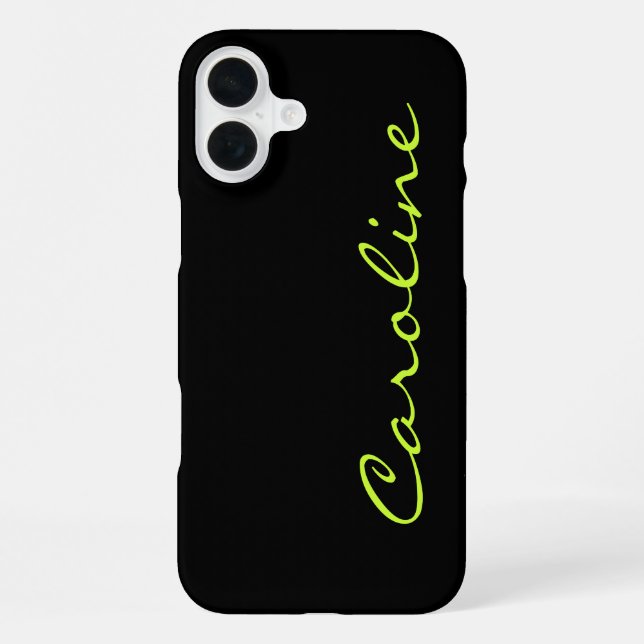 Black Modern Casual Monogram Personalised iPhone Case (Back)