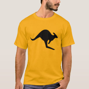 Black Modern Caution Kangaroo Shape T-Shirt