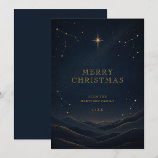 Black Modern Celestial Christmas Gold TMF26 Holiday Card