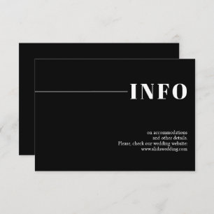 Black modern, chic typography minimalist wedding enclosure card
