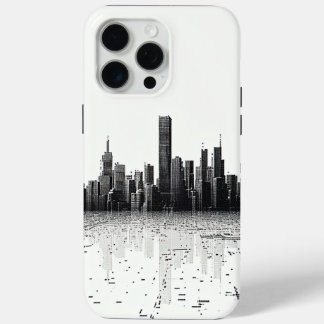 Black Modern Cityscape Urban Architecture iPhone 15 Pro Max Case