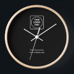Black Modern Clock | Custom Professional Business<br><div class="desc">Keep time in style with this black modern clock,  perfect for corporate offices,  professional spaces,  or as a branded gift. This customisable clock allows you to add your business logo or personalised design. Sleek,  functional,  and modern — ideal for office décor or corporate branding.</div>