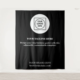 Black Modern Corporate Event Logo Display Banner Tapestry