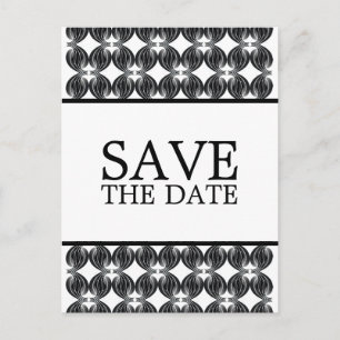 Black Modern Deco Save the Date Postcard