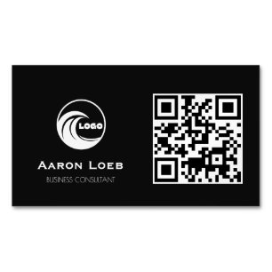 Black Modern Design Magnet Business Card with QR