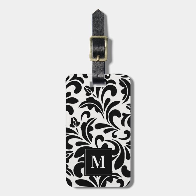 Black Modern Designer Luggage Tag (Front Vertical)
