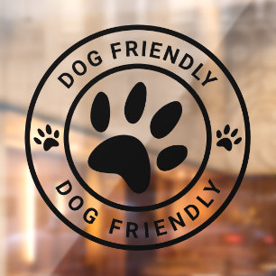 Black Modern Dog Friendly Coffee Cafe Pet Welcome Window Cling