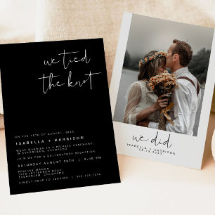Black Modern Edgy Photo Elopement Reception Invitation
