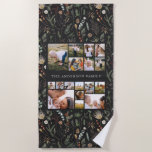 black modern elegant 17 photo botanical pampas beach towel<br><div class="desc">Black modern floral botanical elegant contemporary black moody stylish personalised 17 multi photo design</div>