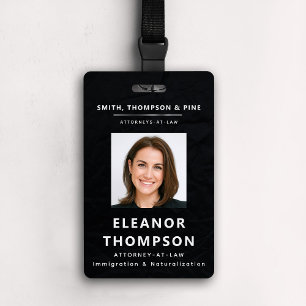 Black Modern Elegant Business Corporate Photo QR ID Badge