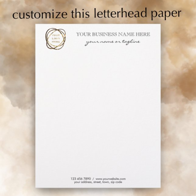 Black Modern Elegant Custom Business Logo    Letterhead (Edit this template for modern elegant personalized letterhead stationary. 
)