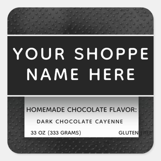 Black Modern Elegant Food Container Candle Label (Front)