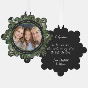 Black modern elegant grandmother Christmas family Tree Decoration Card