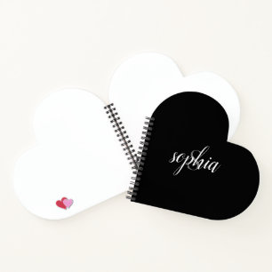 Black Modern Elegant Grey Monogram Name Script Notebook