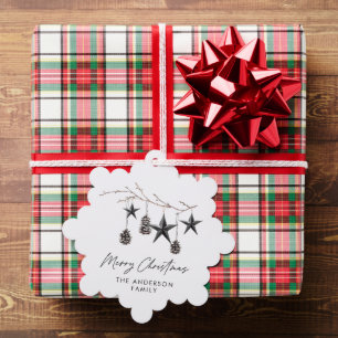 Black modern elegant script Christmas family Tree Decoration Card