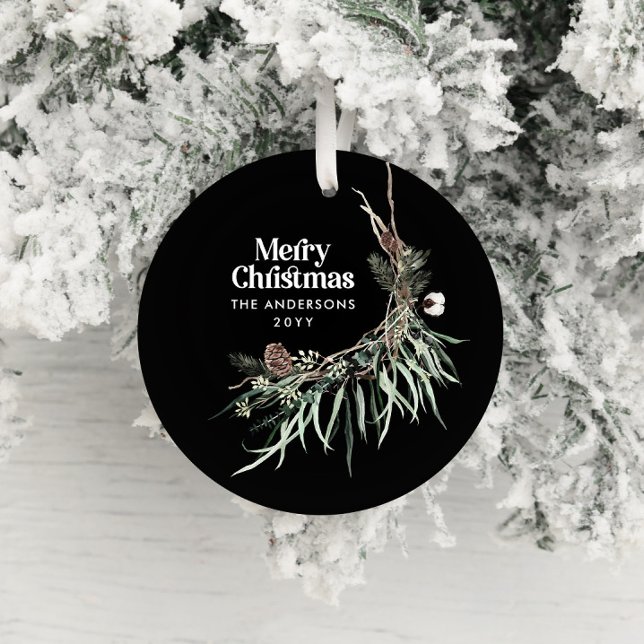 Black modern elegant watercolor botanical ceramic tree decoration (Creator Uploaded)