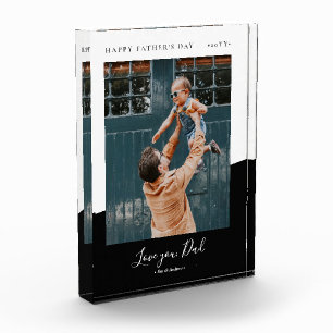 Black Modern Father's day gift Photo Collage Block