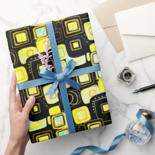 Black Modern Faux Glitter & Opal Wrapping Paper