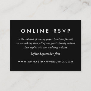 Black Modern Gold Rings Wedding Online RSVP Card