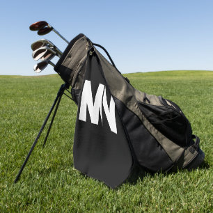 Black Modern Golfer Sports Classic Name Monogram G Golf Towel