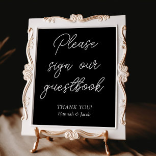 Black Modern Guestbook Wedding Sign