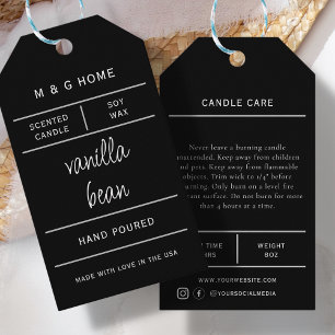 Black Modern Handmade Candle Care Product Tag