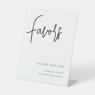Black   Modern Handwritten Script Wedding Favours Pedestal Sign
