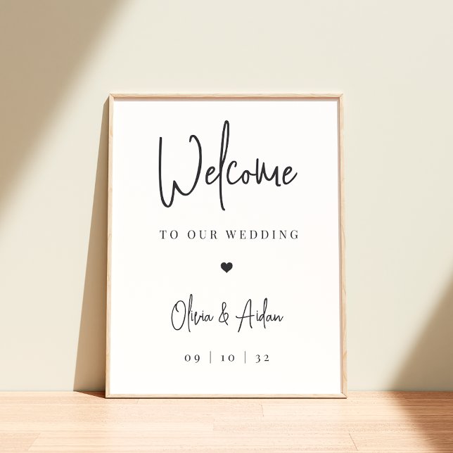 Black | Modern Handwritten Script Wedding Welcome Poster (Creator Uploaded)