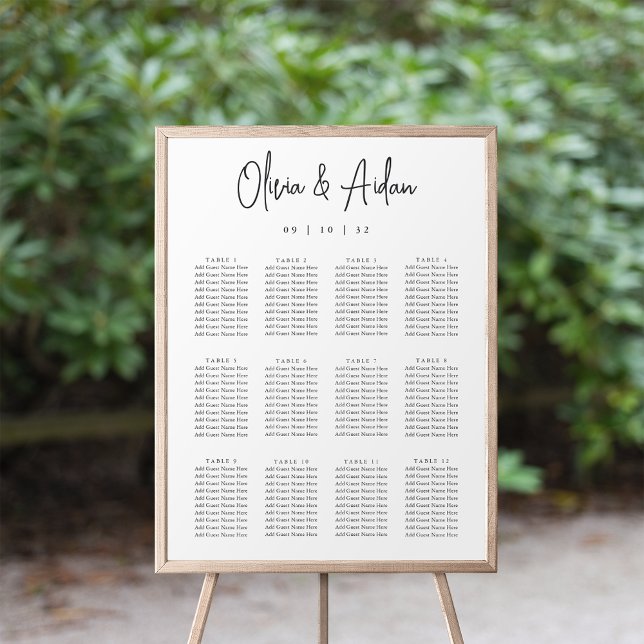 Black | Modern Handwritten Wedding Seating Chart (Creator Uploaded)