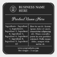 Black Modern Ingredient Instructions Product Label