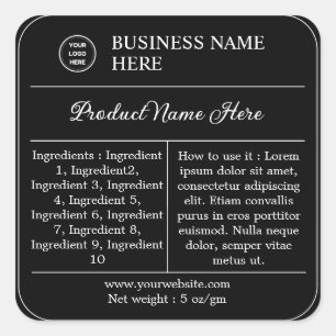 Black Modern Ingredient Instructions Product Label