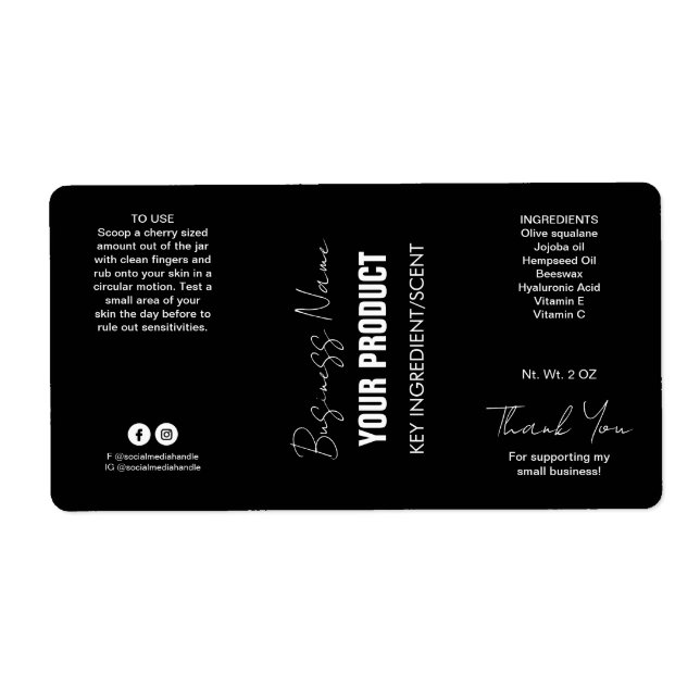 Black Modern Jar Labels (Front)