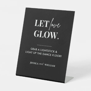Black Modern Let Love Glow Wedding Glow Stick Sign