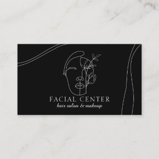 Black Modern Makeup Woman Face Hair Stylist Facial Business Card