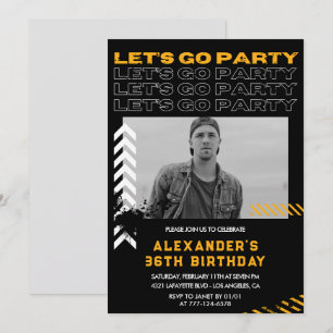 Black Modern Men Photo 36th birthday Invitation
