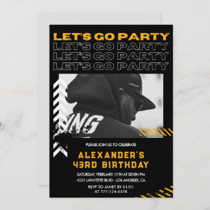 Black Modern Men Photo 43rd birthday Invitation