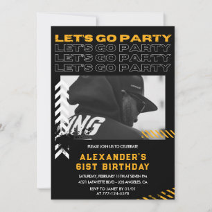 Black Modern Men Photo 61st birthday Invitation