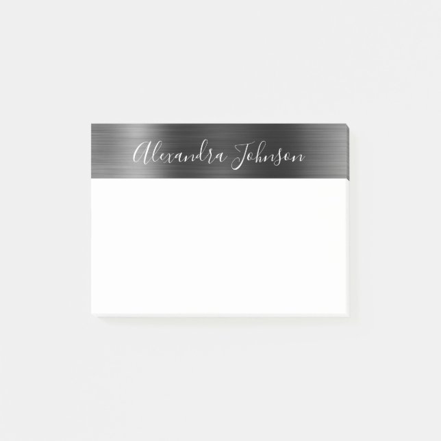 Black Modern Metallic Professional Business Post-it Notes (Front)