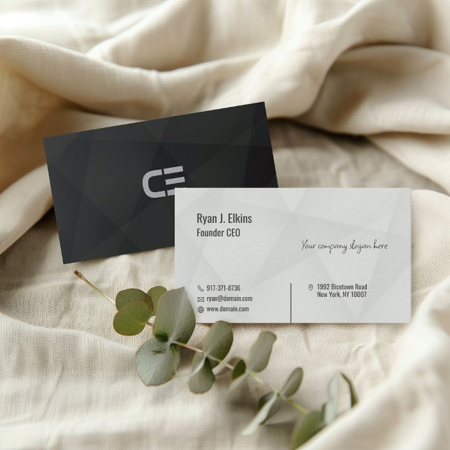 Black Modern Minimal Founder & CEO Business Card (Creator Uploaded)