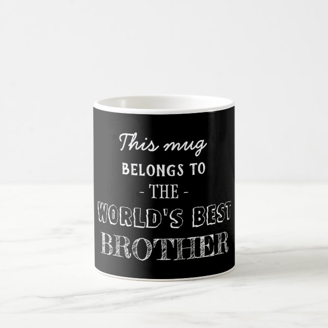 Black Modern Minimal Gift Belongs Best Brother Coffee Mug (Center)
