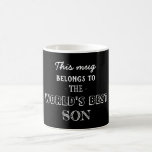 Black Modern Minimal Gift Belongs Best Son Coffee Mug<br><div class="desc">Black Modern Minimal Gift Belongs Best Son</div>