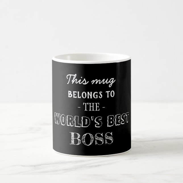 Black Modern Minimal Gift Belongs to Best Boss Coffee Mug (Center)