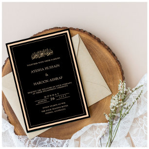 Black Modern Minimalist Border Engagement Party Invitation