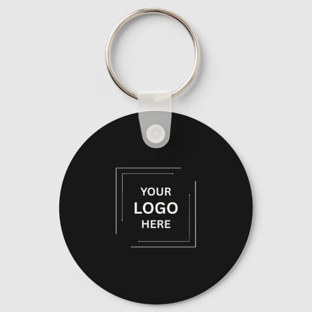 Black Modern Minimalist Business Custom Logo Key Ring (Front)