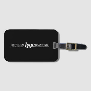 Black Modern Minimalist Business Logo Travel Luggage Tag