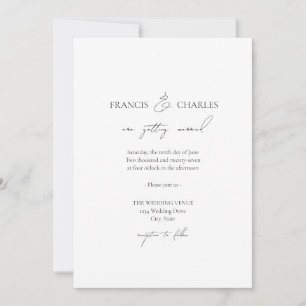 Black Modern Minimalist Classic Wedding Invitation